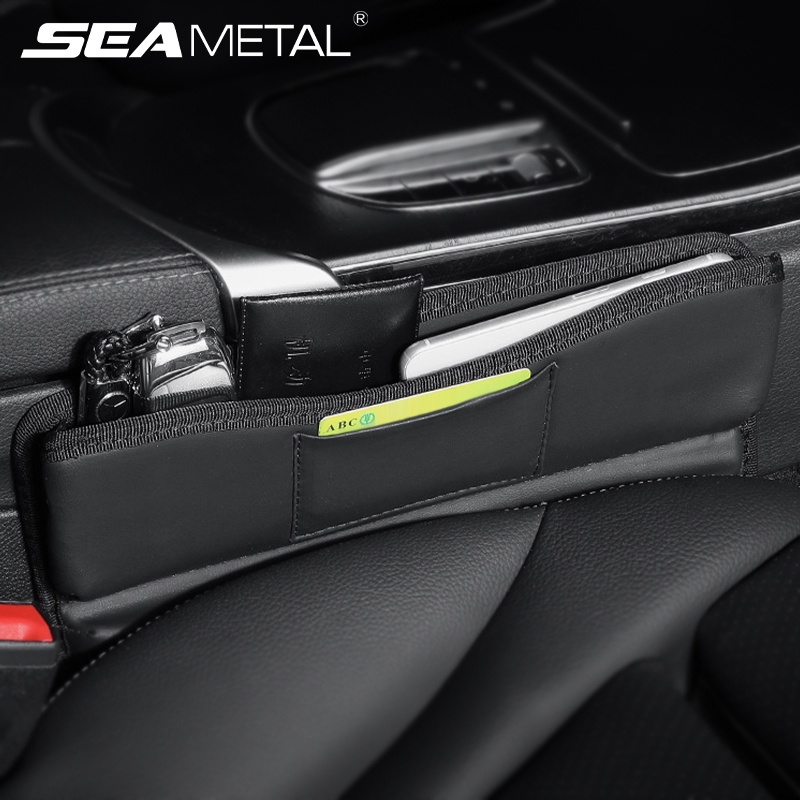 Hộp đựng đồ SEAMETAL bằng da PU đa năng gắn khe hở ghế ngồi xe hơi
