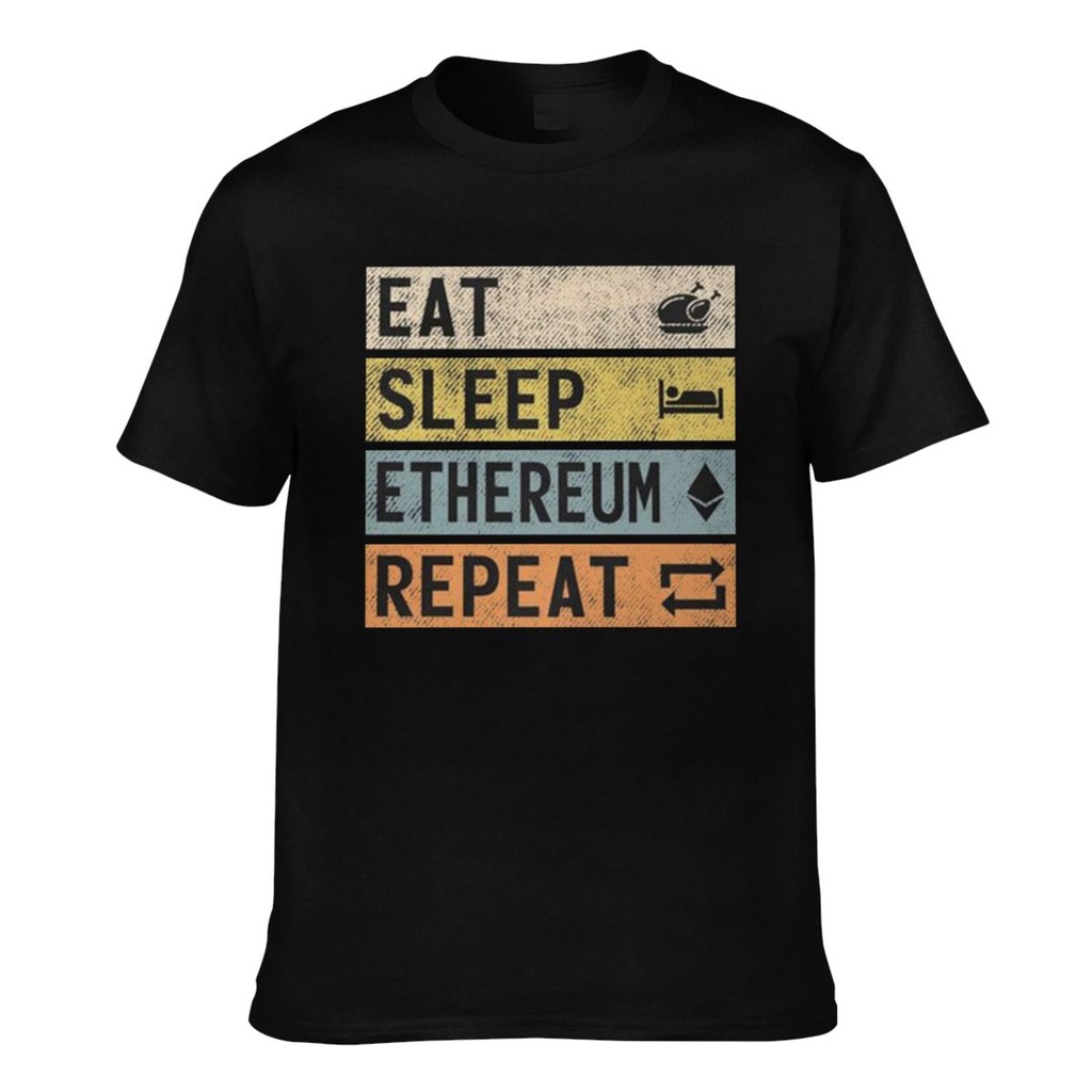 Chất lượng cao Phổ biến Eat Sleep Ethereum Repeat Áo thun nam sáng tạo