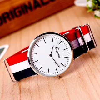{SỈ} ĐỒNG HỒ DÂY VẢI NAM NỮ 3 SỌC GENEVA THỜI TRANG CỰC HOT