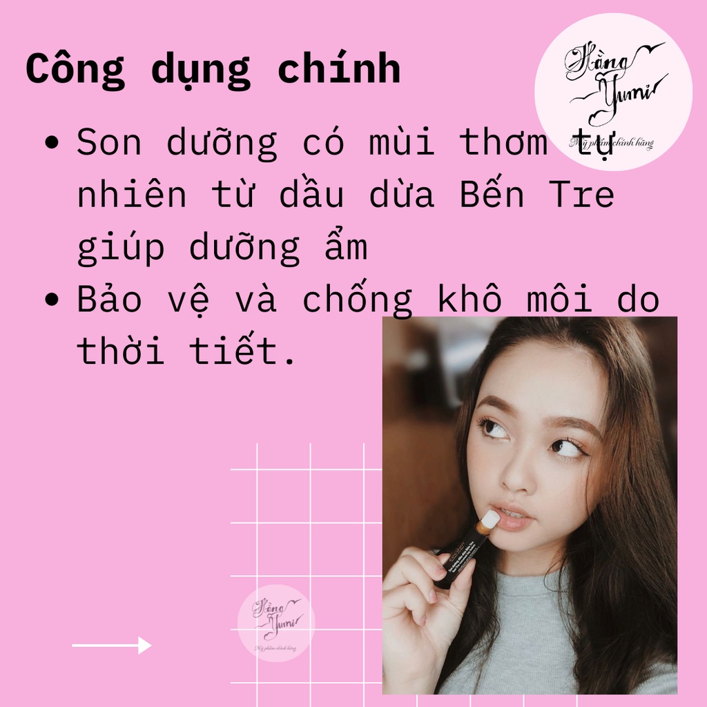 Son dưỡng môi Cocoon dầu dừa Bến Tre (5g) - Khóa ẩm, chống khô môi, nứt nẻ do thời tiết