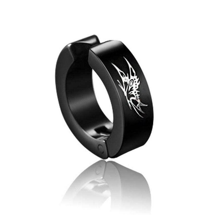 Kẹp vành tai titan đen bông tai không rỉ unisex cá tính