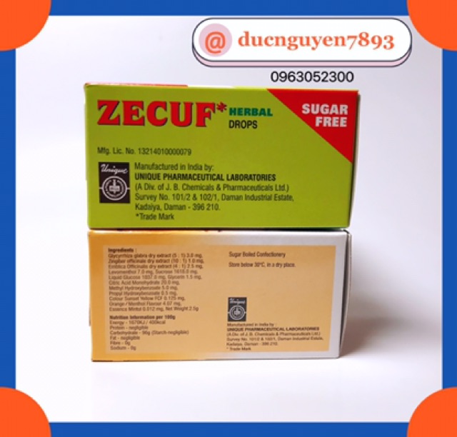 KẸO NGẬM THẢO DƯỢC ZECUF 1 hộp 20 viên