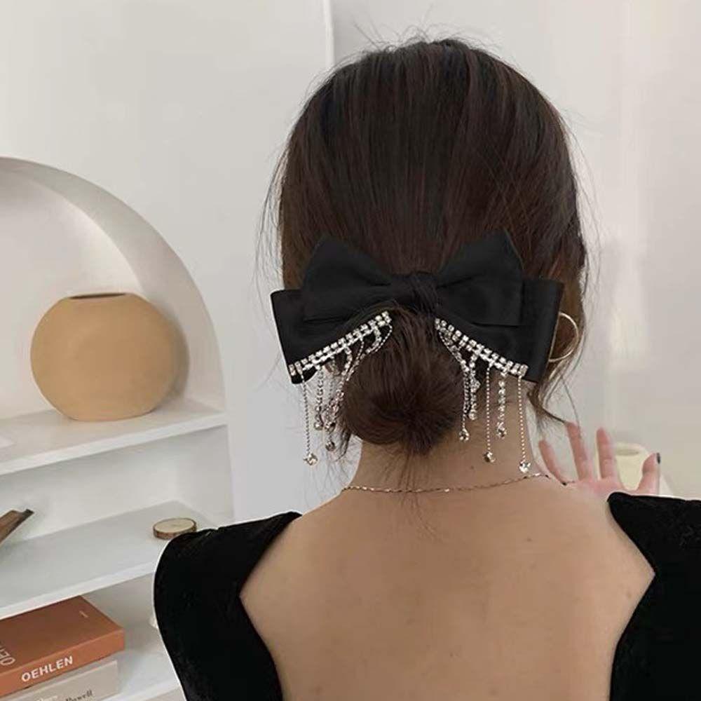 Kẹp Tóc Nơ Tua Rua Lấp Lánh Thanh Lịch|Dây Chuyền Chuỗi Xích|Trâm Cài Tóc Thiết Kế Đơn Giản Thời Trang Cho Nữ