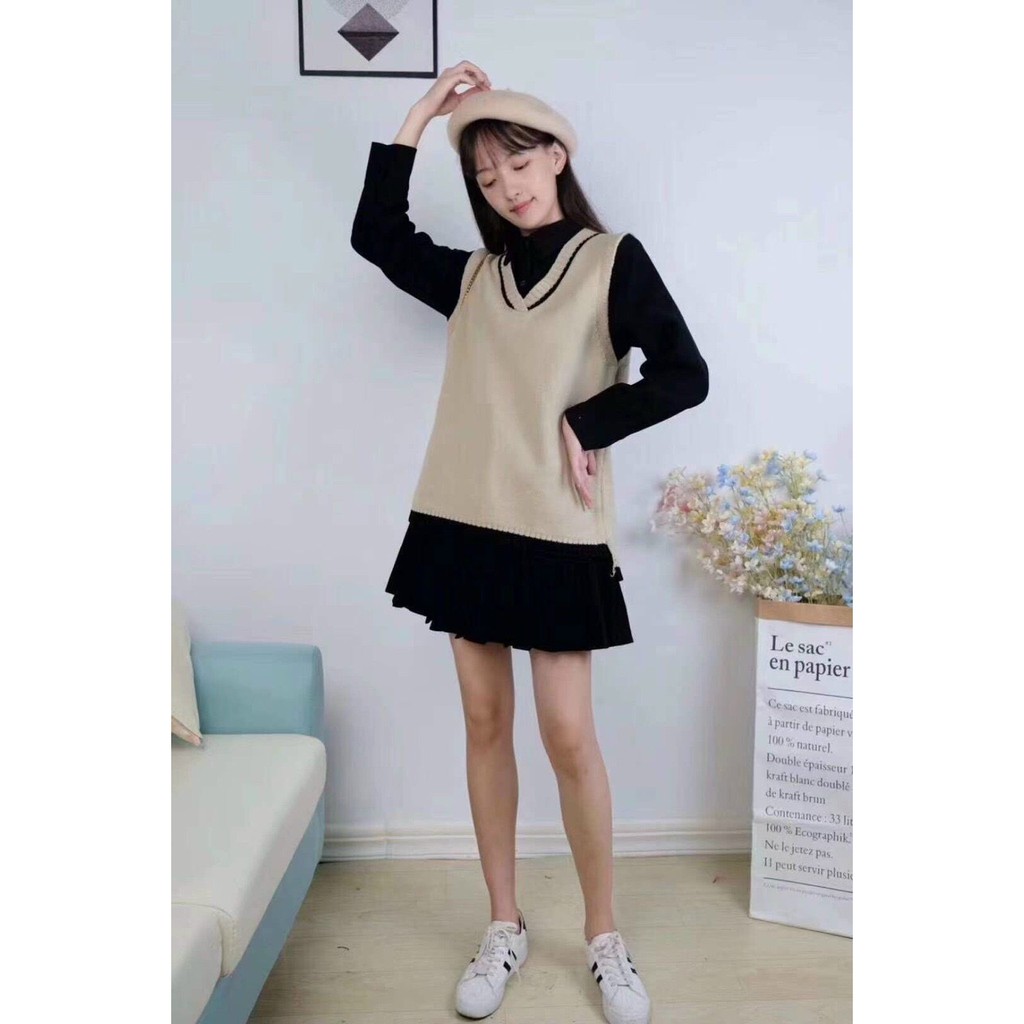 Set gile len váy sơ mi chân dập ly hàng QC