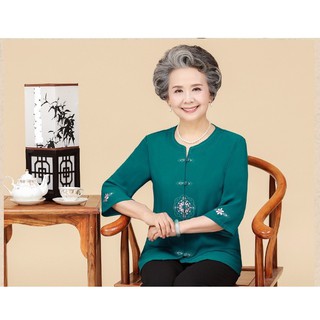 bộ quần áo cho người già lửng thêu tay_HÀNG SẴN