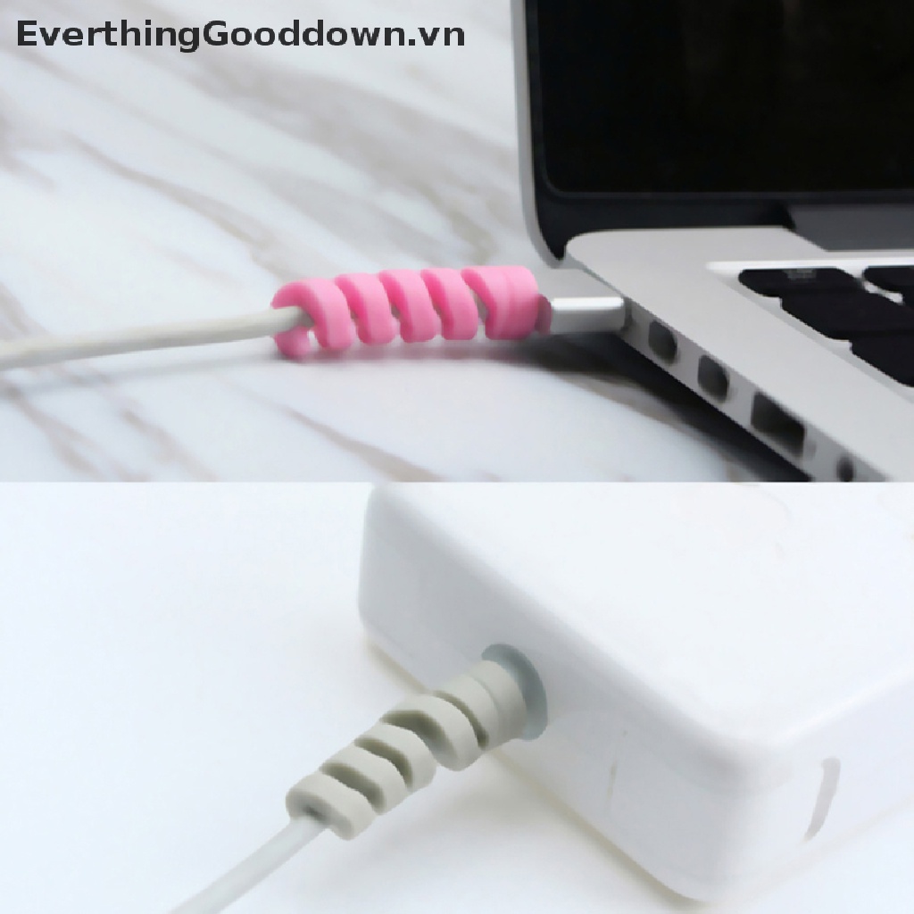 Everthinggooddown Set 4 Dây Lò Xo Quấn Bảo Vệ Cáp Dữ Liệu Sự Bảo Vệ