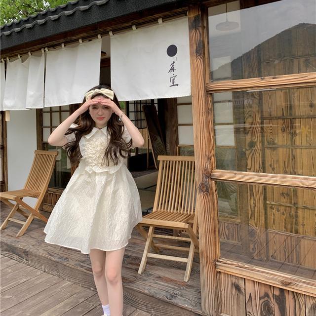 Đầm Tay Phồng Phối Ren Kiểu Hàn Quốc Thiết Kế Ngọt Ngào Cho Nữ đầm bầu váy nữ váy bé gái váy dài chân váy dài váy nữ chân váy dài