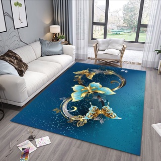 Thảm trải sàn bali 5D mẫu bướm xanh 1m6x2m3