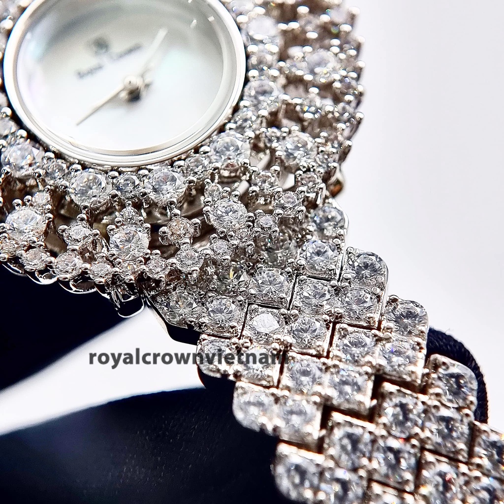 Đồng Hồ Nữ Royal Crown 2480 Chính Hãng Hoa Tuyết Mặt Khảm Trai Đính Đá Tràn Viền Siêu Lấp Lánh