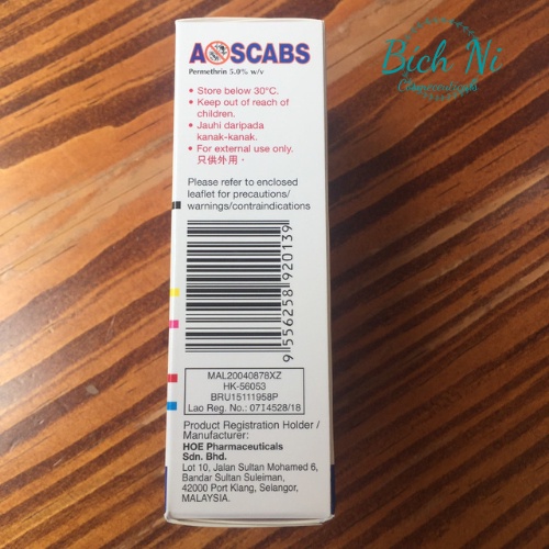 Ascabs 30ml dung dịch Permethrin 5% tiêu diệt ghẻ, chấy rận, ký sinh trùng.