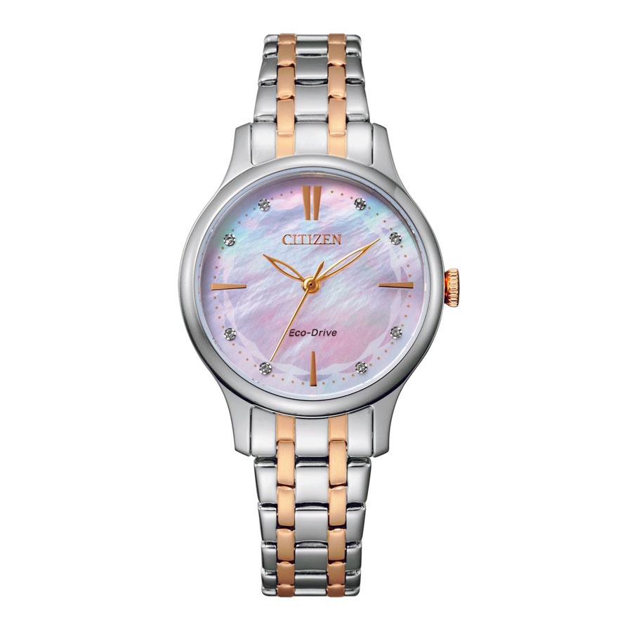 Đồng Hồ Nữ Citizen Đính Đá Swarovski Dây Thép Không Gỉ EM0896-89Y - Mặt Xà Cừ