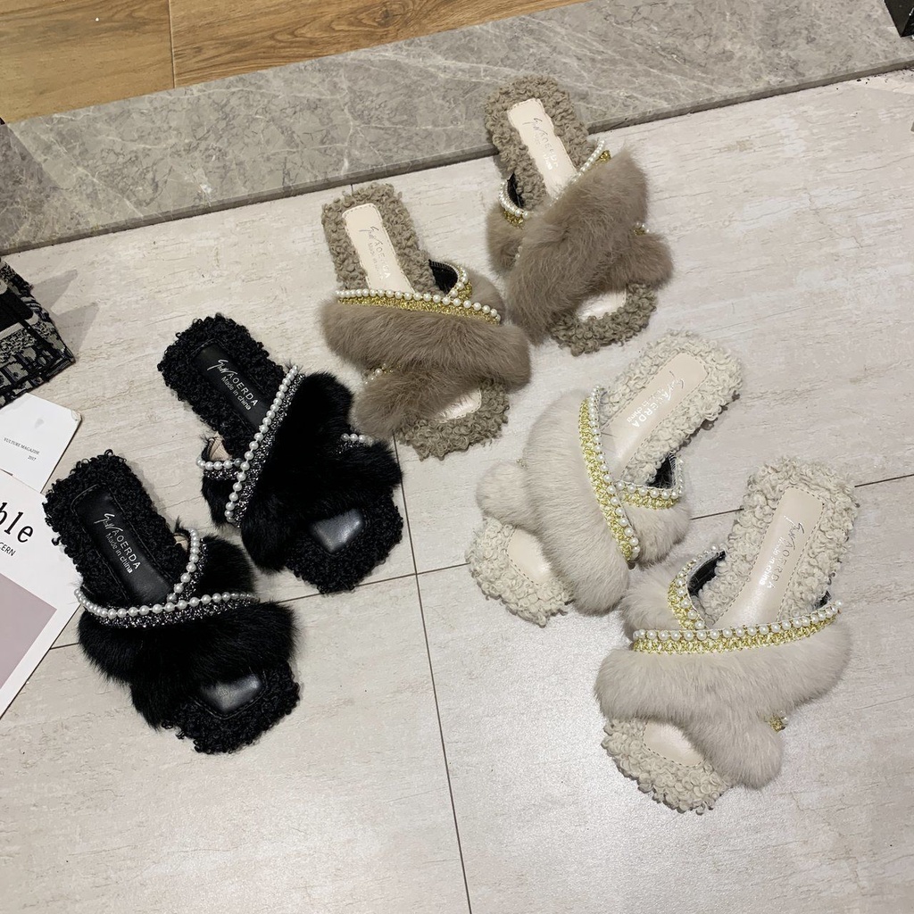 Dép Bông Đi Trong Nhà Đế Bằng Phong Cách Phương Tây Thời Trang Thu Đông