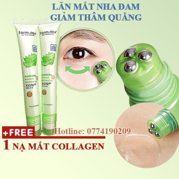 [Chính Hãng] Combo 2 Lăn Mắt Nha Đam Farm Stay Giảm Thâm Quầng Bọng Mắt + Tặng 1 Nạ Mắt Collagen