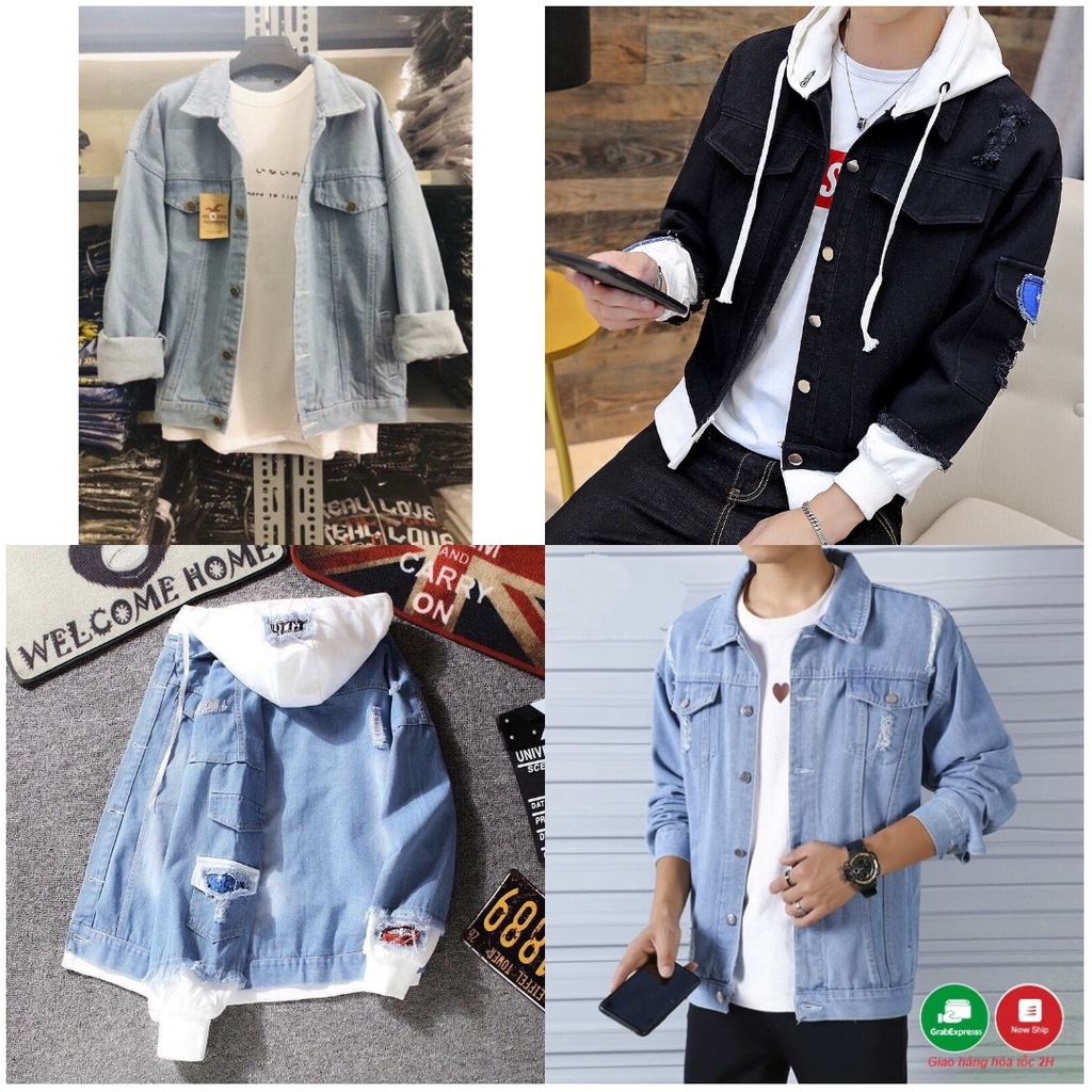 Áo khoác jean Nam Nữ Liền Mũ Cao Cấp Đẹp áo khoác bò Jeans Nam Nỉ Phối Liền Mũ chống nắng Unisex