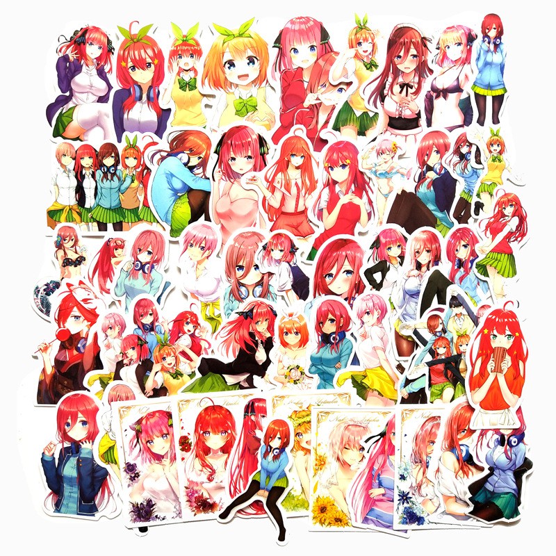 Miếng dán Sticker Anime Manga 5-toubun no Hanayome trọn bộ 50 hình - In rõ ràng sắc nét khó tróc
