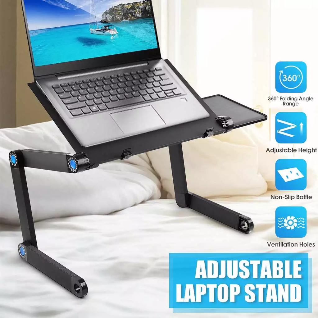Bàn xoay laptop đa năng Bàn Laptop Máy Tính Xoay 360 Độ Bàn học gấp gọn thông minh mini Có 2 Quạt Tản Nhiệt Và Kê Chuột Để Nhiều Tư Thế
