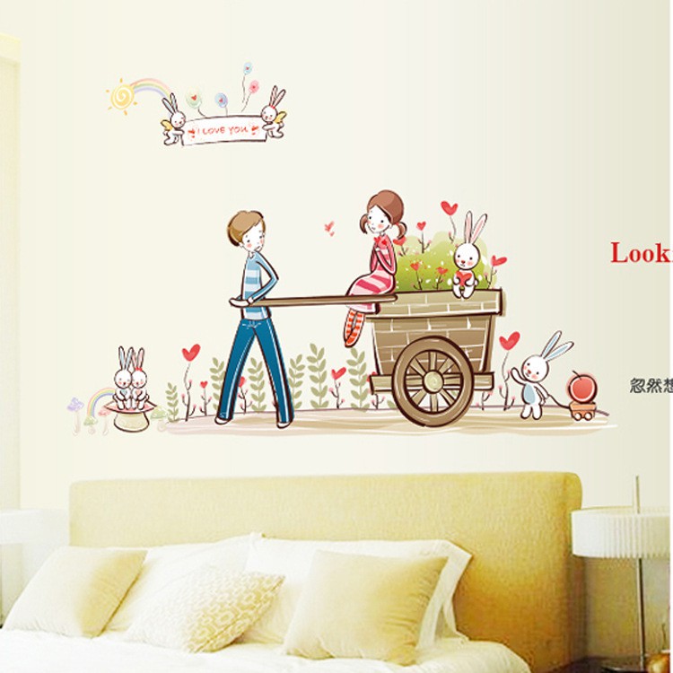 Decal dán tường - Giấy dán tường - Xe kéo hoa - kiddecals - AY7094