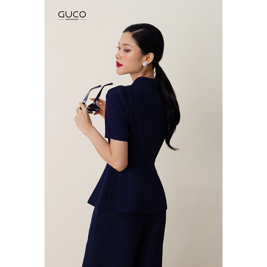 Set bộ thanh lịch cổ sam 3502 màu xanh đen Guco