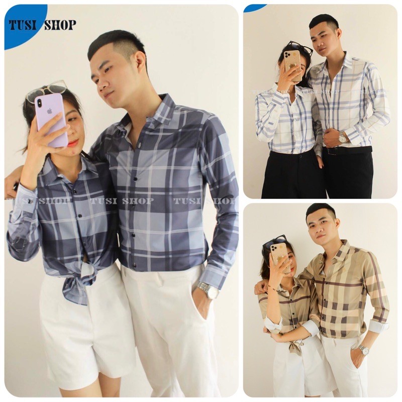 [SIÊU GIẢM GIÁ] Áo sơ mi 3D nam nữ cặp đôi chất liệu kate lụa HOẠ TIẾT CARO NHUYỄN | BigBuy360 - bigbuy360.vn