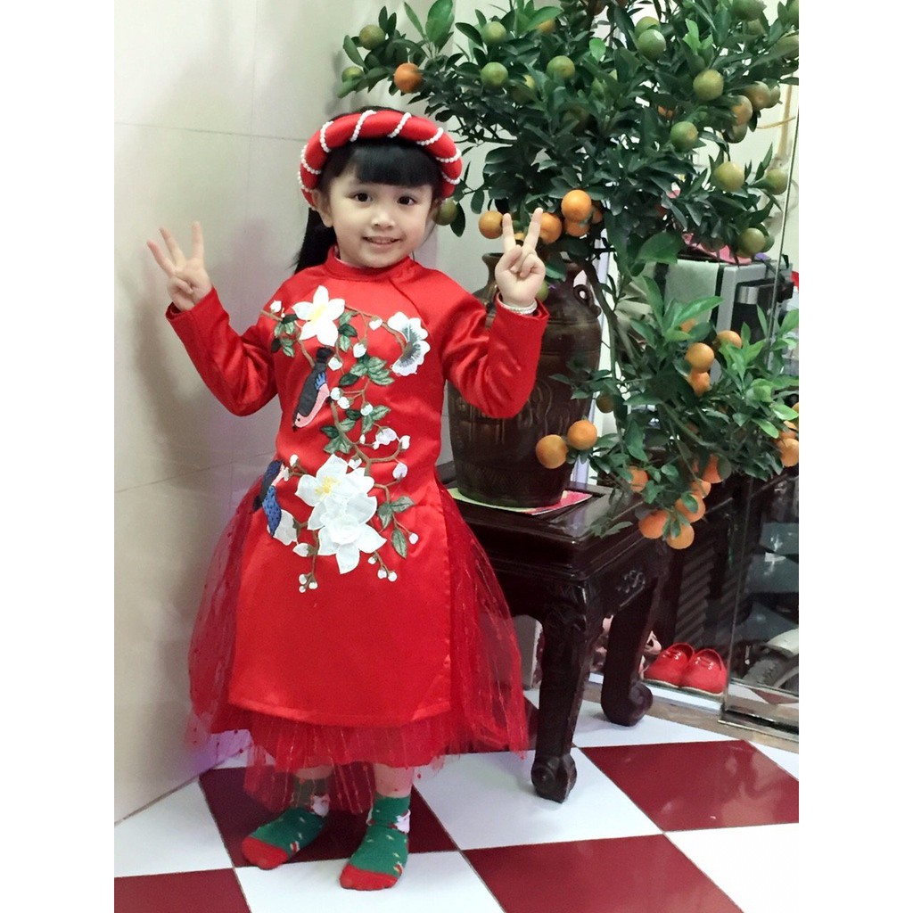 (Xả kho)Áo dài cách tân cho bé gái kèm mấn và chân váy