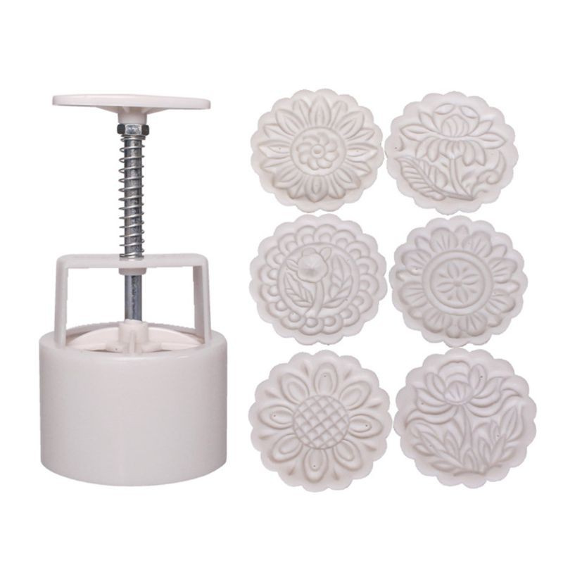 Bộ Khuôn Làm Bánh Trung Thu 150g + 6 Con Dấu Hình Hoa