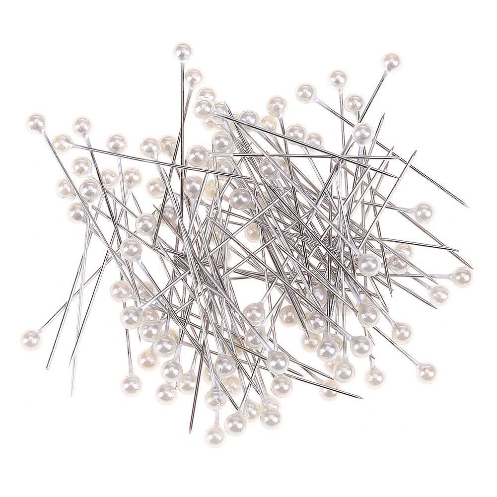 Bộ 100 kim ghim đầu tròn đính ngọc trai nhân tạo