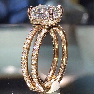 Western double diamond crown rings square diamond engagement ring Princess