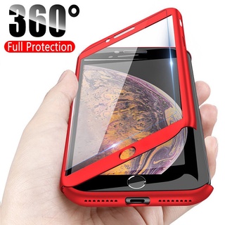 Ốp điện thoại bảo vệ 360 độ bằng PC cứng + kính cường lực thích hợp cho iPhone 5S SE 6 6S 7 8 Plus