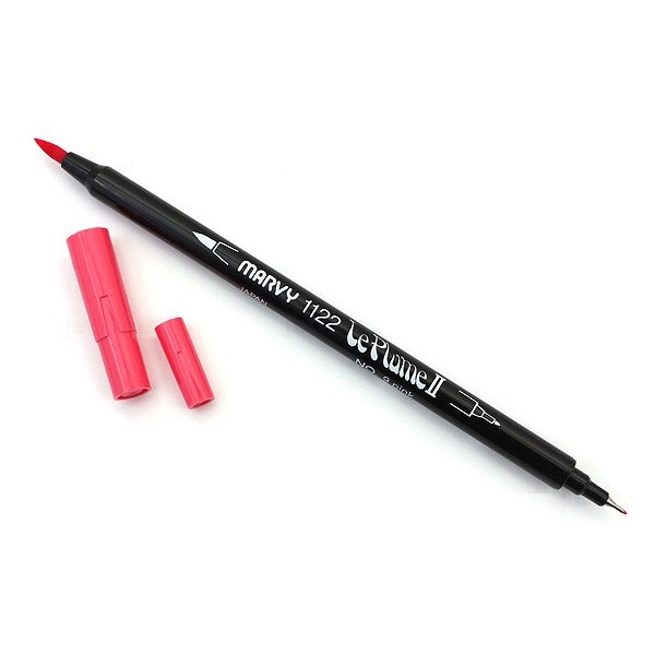 Bút lông đầu cọ viết calligraphy Marvy Le Plume II Double-Sided Watercolor Marker - Màu hồng (Pink - 9)