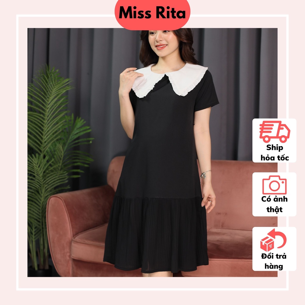 Đầm bầu mùa hè đuôi cá dập ly cổ bèo tay cộc thiết kế bởi Miss Rita