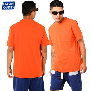 Áo Thun Nam Tay Ngắn URBAN OUTFITS Cổ Tròn Có Túi Thêu Thứ Form Suông Rộng 100% Cotton Unisex Đỏ Gạch ATR0003LRE