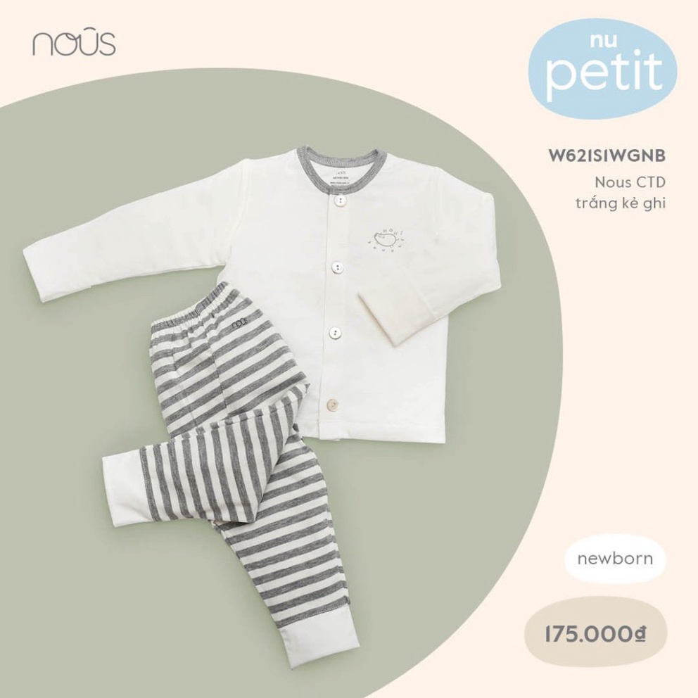 Bộ quần áo sơ sinh cài thẳng newborn Nous Petit (3-5.5kg)