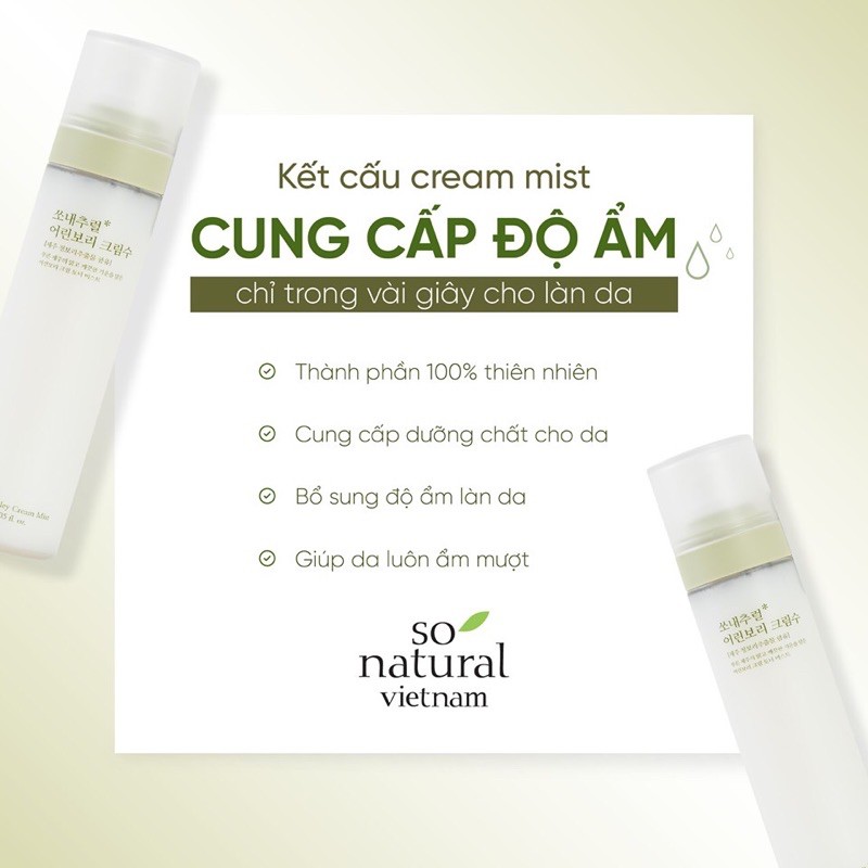 Xịt Khoáng Cấp Ẩm Mầm Lúa Mạch Non Green Barley Cream Mist So Natural chính hãng