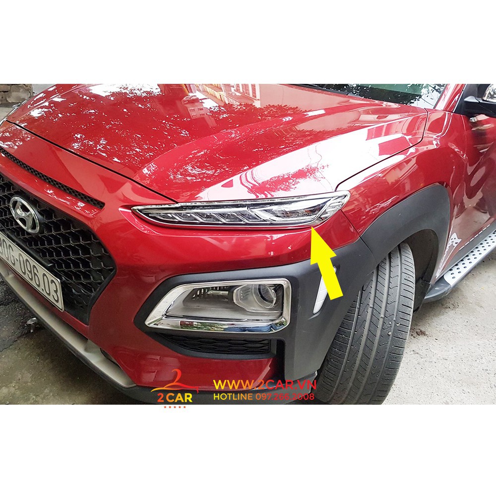 Bộ ốp viền đèn pha, hậu xe Hyundai Kona 2019-2020 mạ crom cao cấp