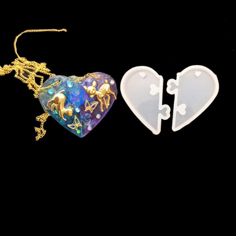 Set 10 Khuôn Silicone Hình Trái Tim Làm Móc Khóa / Bông Tai