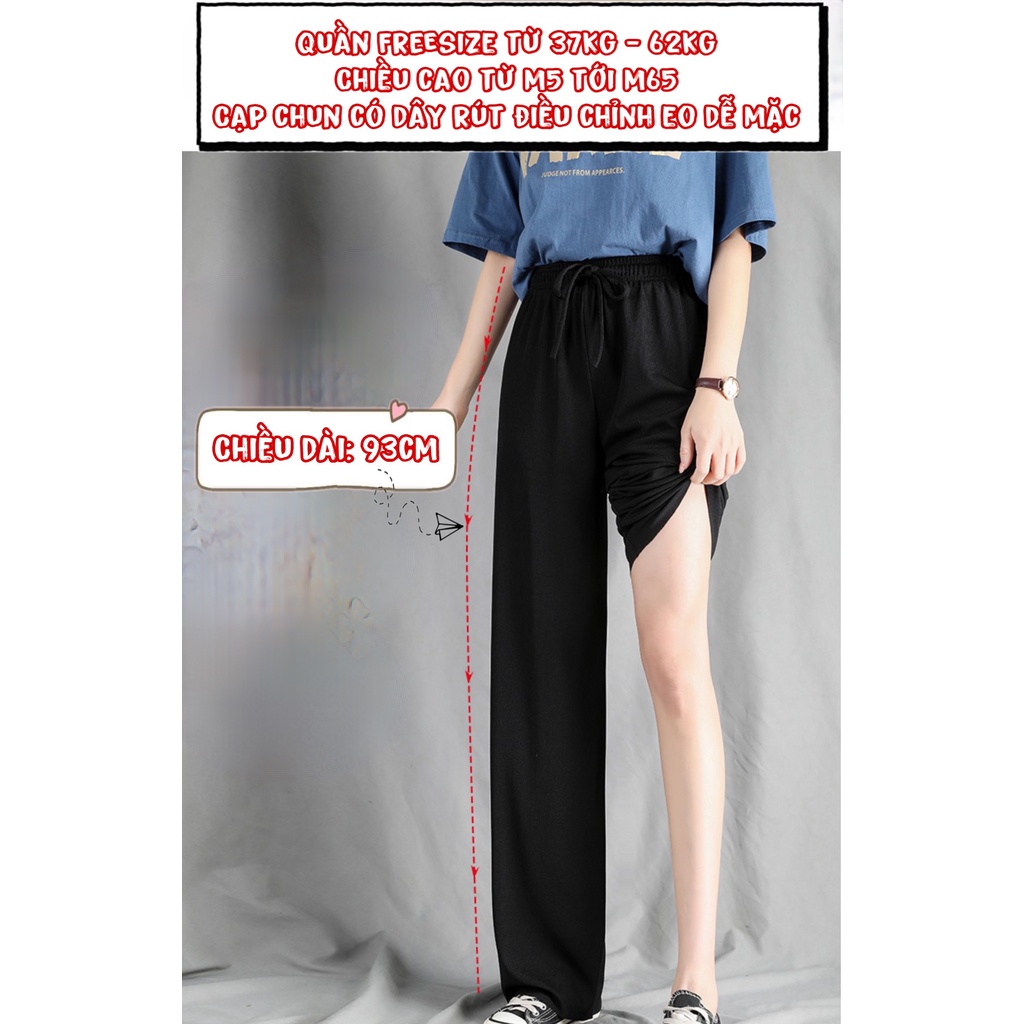 Quần ống rộng nữ LylyshopUnisex, quần dài mặc mùa hè kiểu ống suông che khuyết điểm đùi to chất tăm mềm mịn không nhăn