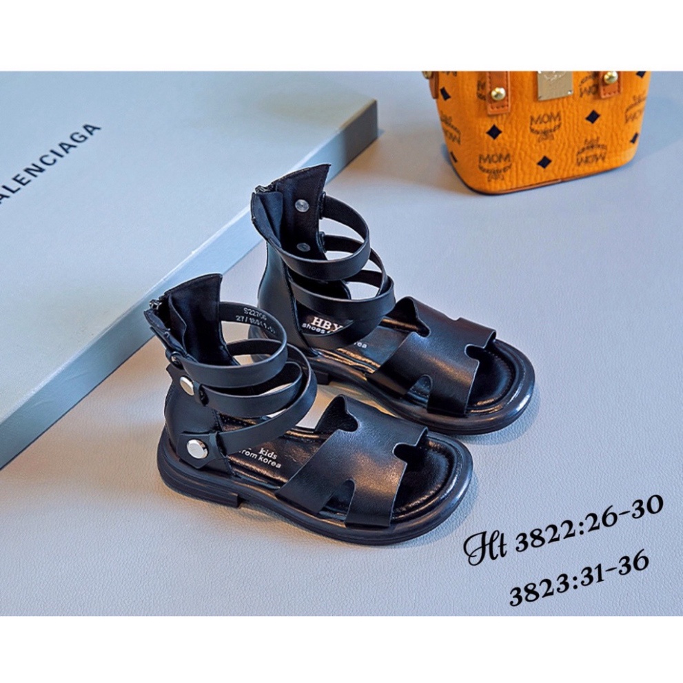 % ẢNH THẬT⚡️Giày Sandal binh sỹ bé gái - Sandal bé gái cao cổ phong thái korea chất da PU mềm dẻo êm chân