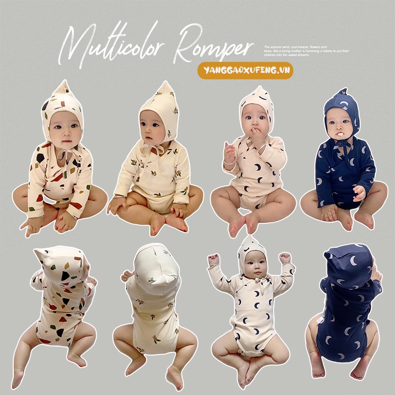 Bộ đồ ngủ liền thân tay dài chất liệu cotton dành cho bé