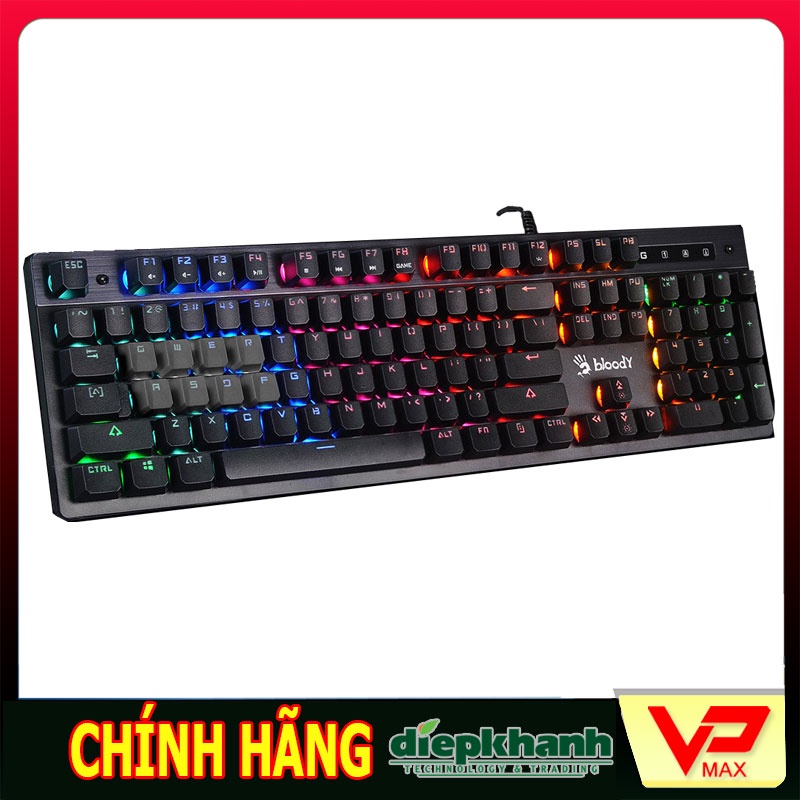 Bàn phím Gaming Bloody Marvo / Aula/ Warship Mặt nhôm đèn led chống tàn thuốc, chống nước siêu bền