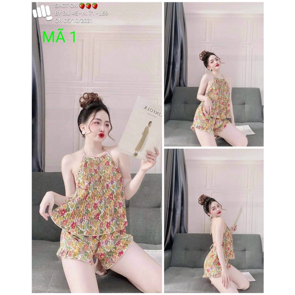 DUI13 - DUI45 - DUI14 - ĐỒ BỘ MẶC NHÀ SEXY DƯỚI 63 KG - SET ÁO YẾM QUẦN  ĐÙI DẬP LY | BigBuy360 - bigbuy360.vn