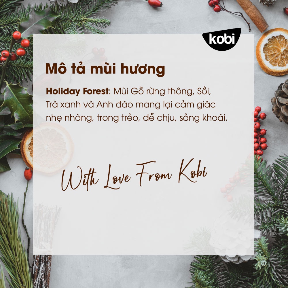 Tinh dầu thơm Kobi Holiday Forest chuyên dùng làm nến thơm cao cấp - 10ml