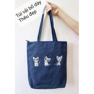(Giành cho người thích chất lượng)Túi vải tote thêu, túi vải bố thô, túi vải đeo chéo