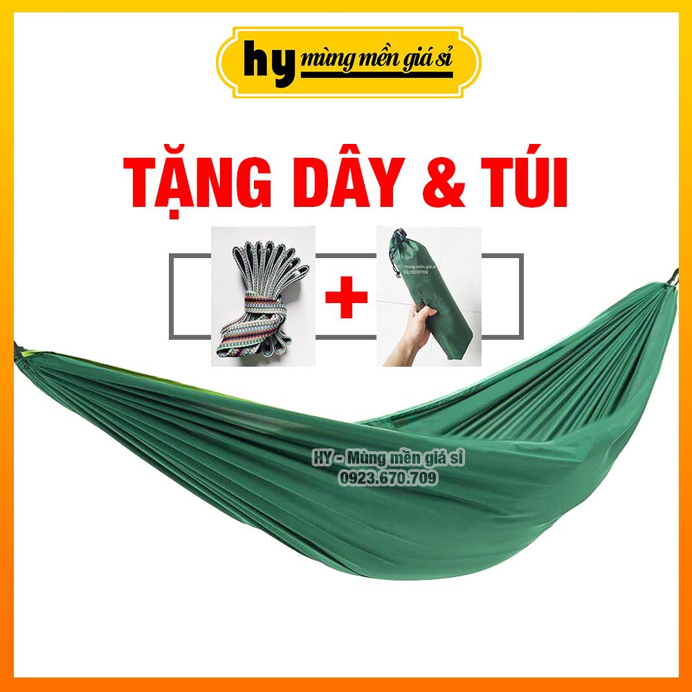 [TẶNG 5M DÂY] Võng dù Thái Lan 2 lớp túi rút dài 2m2 - ẢNH THẬT 100% | Mùng mền giá sỉ Hy
