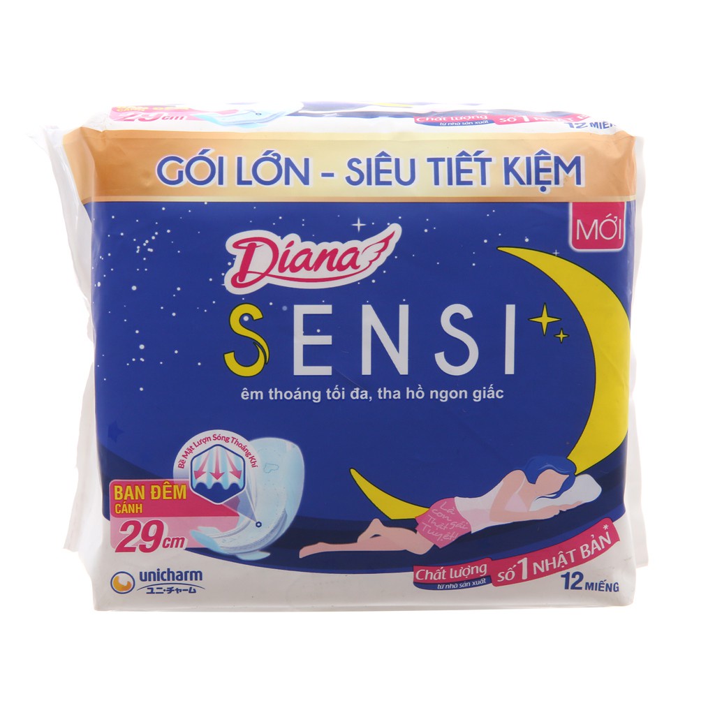 Băng vệ sinh ban đêm Diana Sensi 29cm (12 miếng)