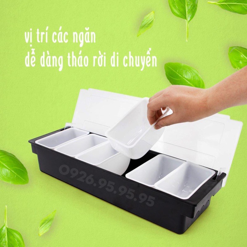 [ Sỉ ] Khay đựng topping 5 - 6 ngăn - Hộp đựng đồ topping - Thiết bị máy móc pha chế