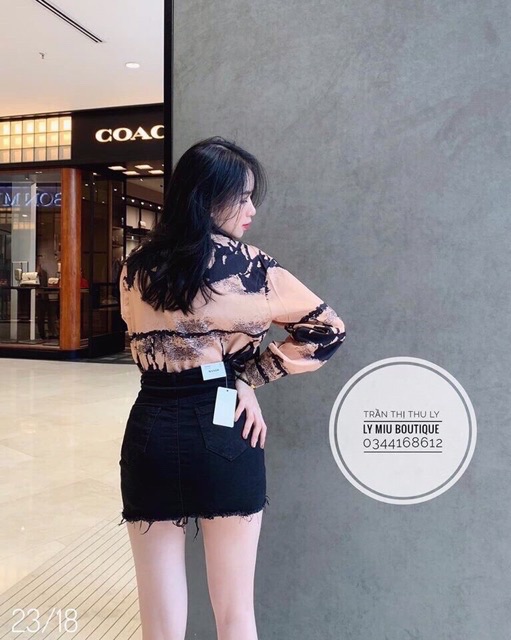 Chân váy kaki jean ngắn tua rua có lót trong - hình và clip thật - B5U