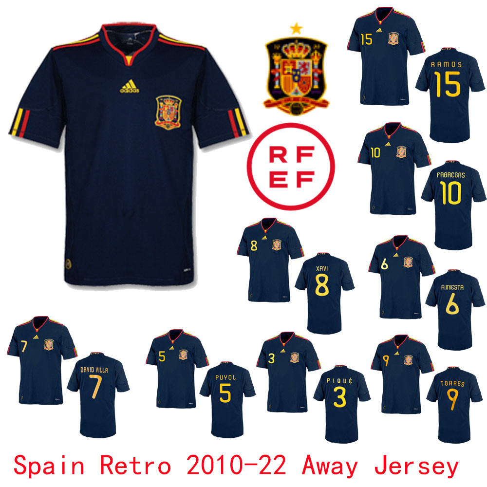 Áo Bóng Đá Kiểu Retro Tây Ban Nha 2010-22 BREGAS 10 RAMOS 15 Tors 9