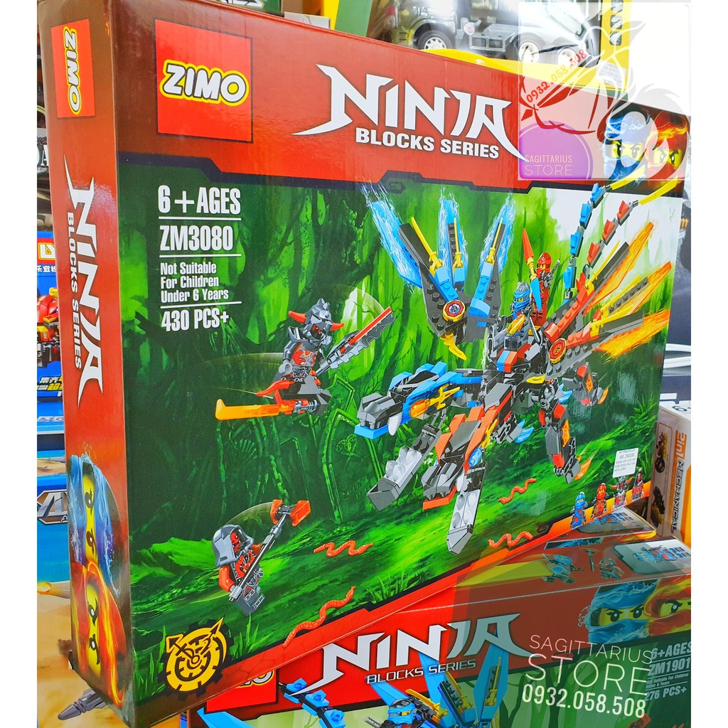 LEGO ZIMO  lắp ráp ROBOT NINJA RỒNG 2 ĐẦU 430 Mảnh