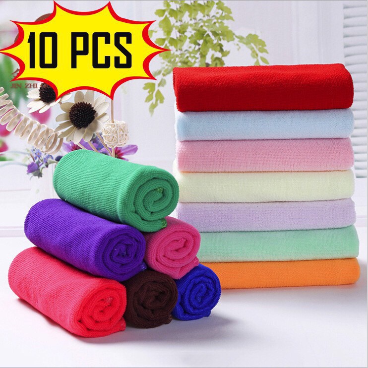 Bộ 10 Khăn Lau Xe Hơi, Nhà Bếp Sợi Nhỏ