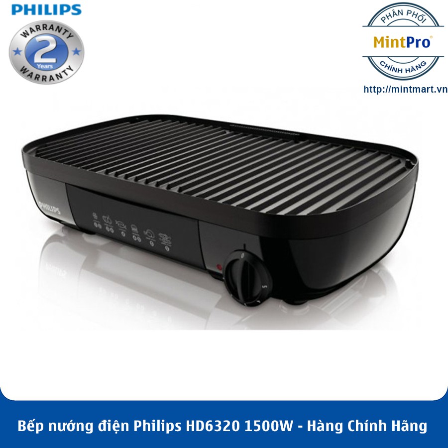 Vỉ Nướng Điện Philips HD6320 (1500W) – Hàng Chính Hãng – Bảo Hành 2 Năm Trên Toàn Quốc - TC MART